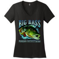 Big Bass Fishing Women's V-Neck T-Shirt