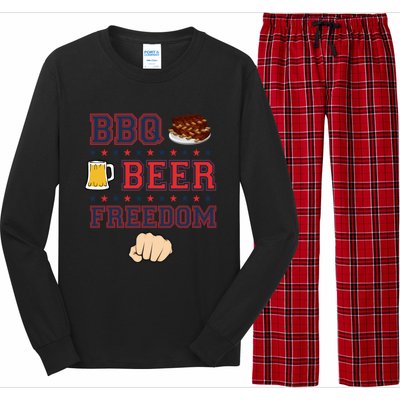 Bbq Beer Freedom Grilling Dad Uncle Trucker Funny Gift Long Sleeve Pajama Set