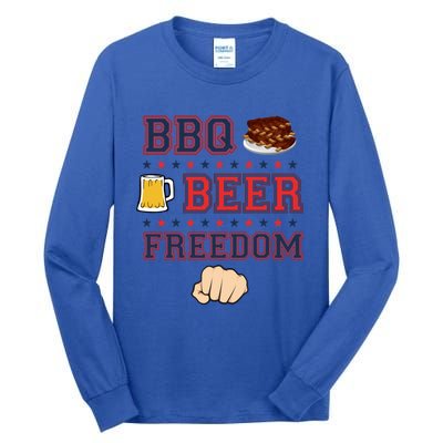 Bbq Beer Freedom Grilling Dad Uncle Trucker Funny Gift Tall Long Sleeve T-Shirt