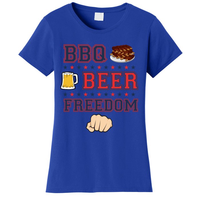 Bbq Beer Freedom Grilling Dad Uncle Trucker Funny Gift Women's T-Shirt