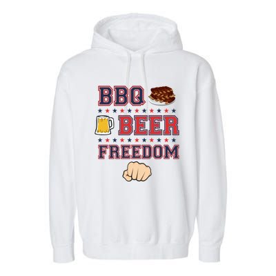 Bbq Beer Freedom Grilling Dad Uncle Trucker Funny Gift Garment-Dyed Fleece Hoodie