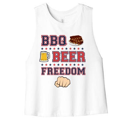 Bbq Beer Freedom Grilling Dad Uncle Trucker Funny Gift Women's Racerback Cropped Tank