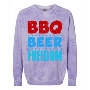 Bbq Beer Freedom Independence Day 4th Of July Party Gift Colorblast Crewneck Sweatshirt