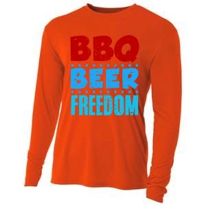 Bbq Beer Freedom Independence Day 4th Of July Party Gift Cooling Performance Long Sleeve Crew