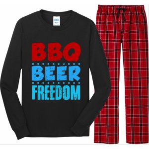 Bbq Beer Freedom Independence Day 4th Of July Party Gift Long Sleeve Pajama Set