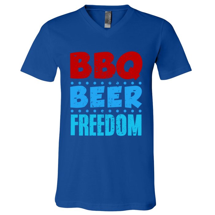 Bbq Beer Freedom Independence Day 4th Of July Party Gift V-Neck T-Shirt