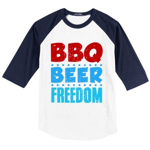 Bbq Beer Freedom Independence Day 4th Of July Party Gift Baseball Sleeve Shirt