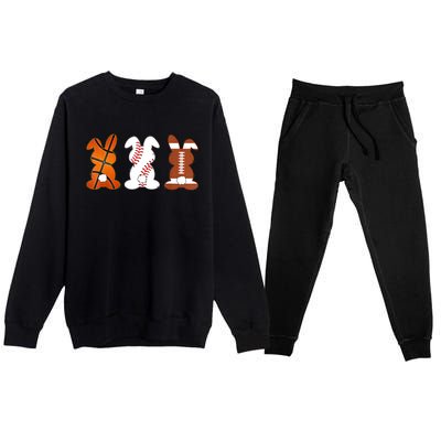 Basketball Baseball Football Sports Easter Bunny Rabbits Premium Crewneck Sweatsuit Set