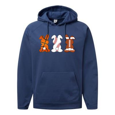 Basketball Baseball Football Sports Easter Bunny Rabbits Performance Fleece Hoodie