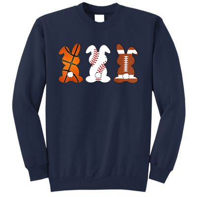 Basketball Baseball Football Sports Easter Bunny Rabbits Tall Sweatshirt