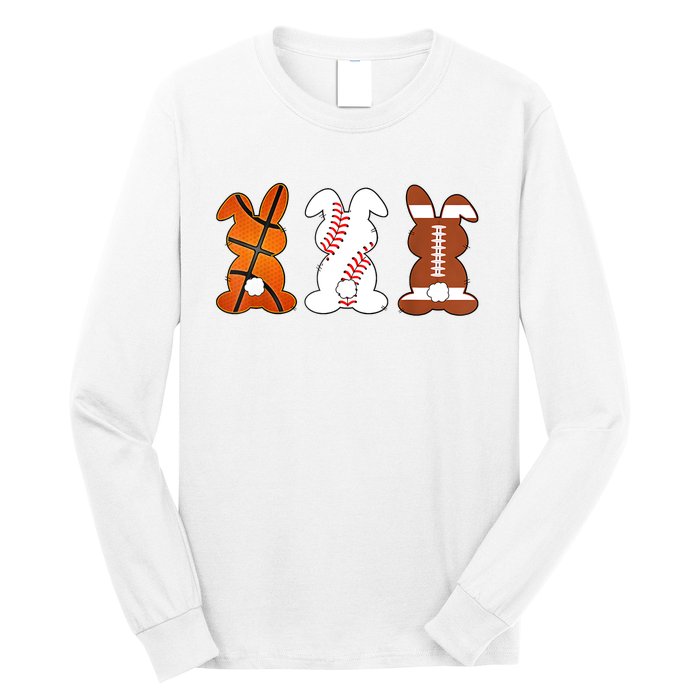 Basketball Baseball Football Sports Easter Bunny Rabbits Long Sleeve Shirt