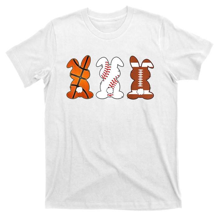 Basketball Baseball Football Sports Easter Bunny Rabbits T-Shirt