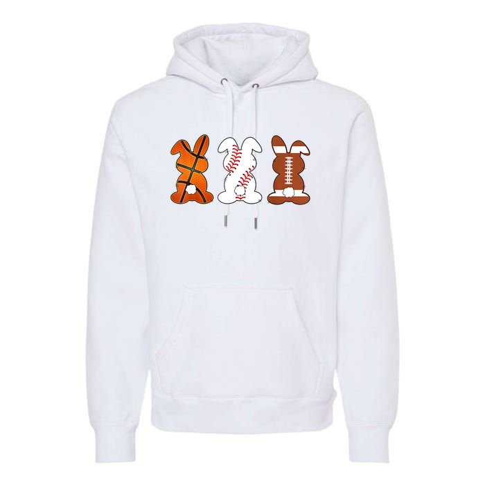 Basketball Baseball Football Sports Easter Bunny Rabbits Premium Hoodie