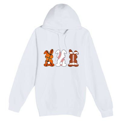 Basketball Baseball Football Sports Easter Bunny Rabbits Premium Pullover Hoodie