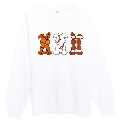 Basketball Baseball Football Sports Easter Bunny Rabbits Premium Crewneck Sweatshirt