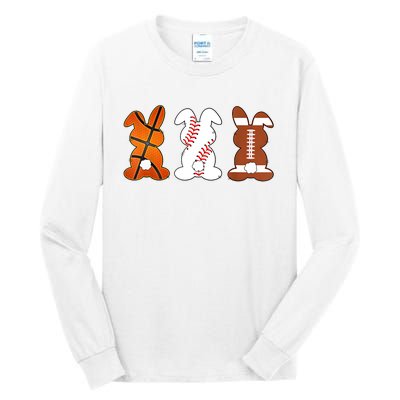 Basketball Baseball Football Sports Easter Bunny Rabbits Tall Long Sleeve T-Shirt