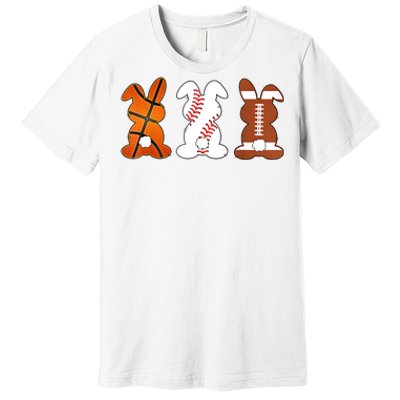 Basketball Baseball Football Sports Easter Bunny Rabbits Premium T-Shirt