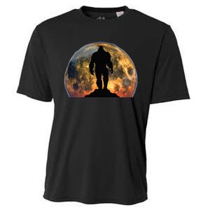 Bigfoot Believer Full Red Moon Night Sasquatch Cooling Performance Crew T-Shirt