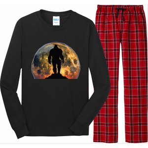 Bigfoot Believer Full Red Moon Night Sasquatch Long Sleeve Pajama Set