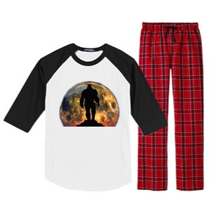 Bigfoot Believer Full Red Moon Night Sasquatch Raglan Sleeve Pajama Set