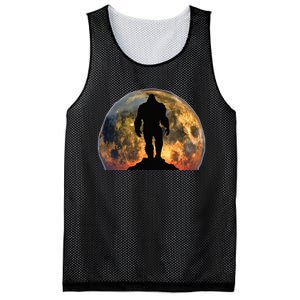 Bigfoot Believer Full Red Moon Night Sasquatch Mesh Reversible Basketball Jersey Tank