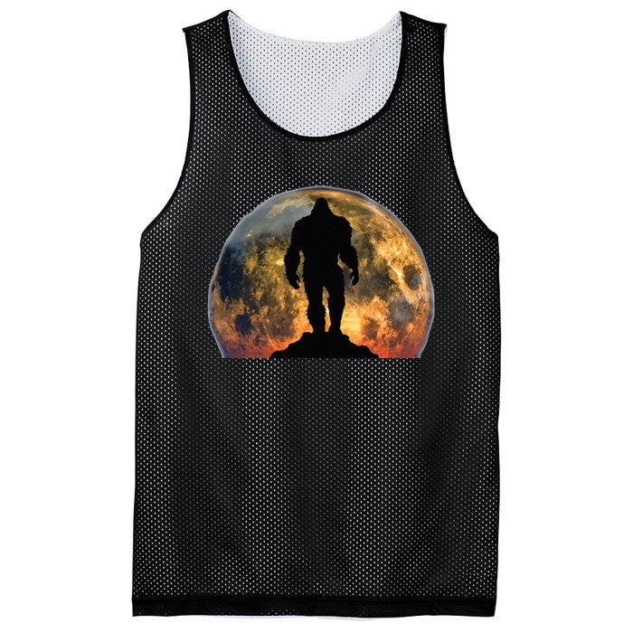 Bigfoot Believer Full Red Moon Night Sasquatch Mesh Reversible Basketball Jersey Tank