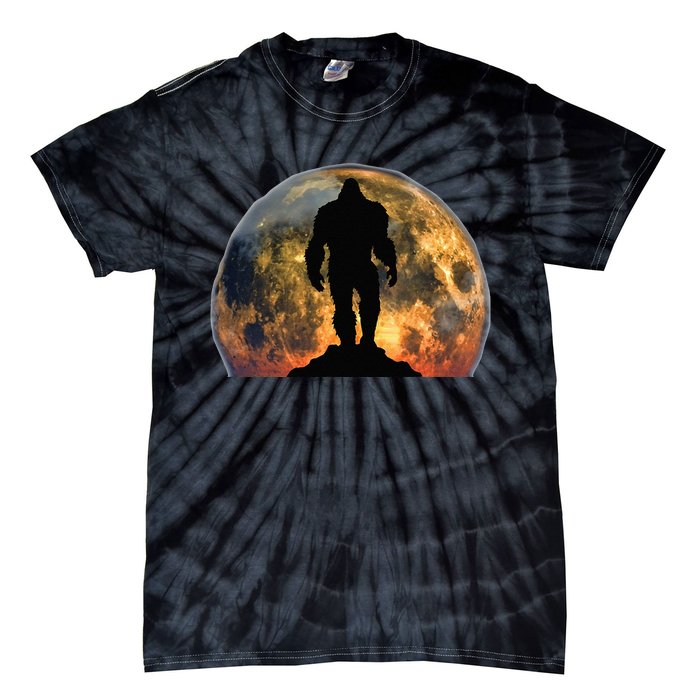 Bigfoot Believer Full Red Moon Night Sasquatch Tie-Dye T-Shirt