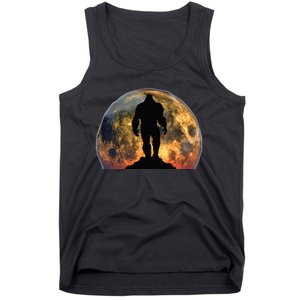 Bigfoot Believer Full Red Moon Night Sasquatch Tank Top