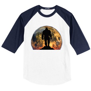 Bigfoot Believer Full Red Moon Night Sasquatch Baseball Sleeve Shirt