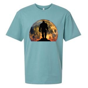 Bigfoot Believer Full Red Moon Night Sasquatch Sueded Cloud Jersey T-Shirt