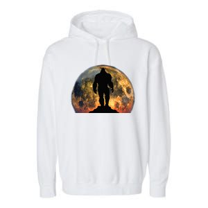 Bigfoot Believer Full Red Moon Night Sasquatch Garment-Dyed Fleece Hoodie