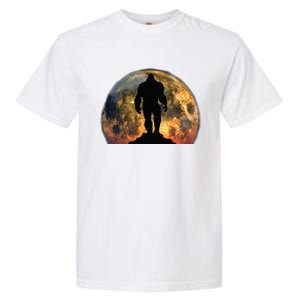 Bigfoot Believer Full Red Moon Night Sasquatch Garment-Dyed Heavyweight T-Shirt