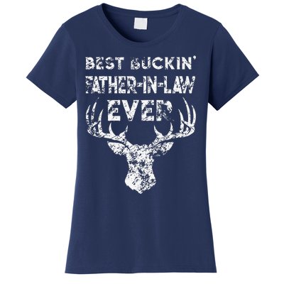 Best Buckin FatherInLaw Ever Deer Hunting Fathers Day Women's T-Shirt