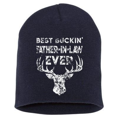 Best Buckin FatherInLaw Ever Deer Hunting Fathers Day Short Acrylic Beanie