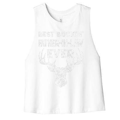 Best Buckin FatherInLaw Ever Deer Hunting Fathers Day Women's Racerback Cropped Tank