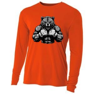 Bear Boxer Fighter Boxing Mixed Martial Arts Gift Cooling Performance Long Sleeve Crew