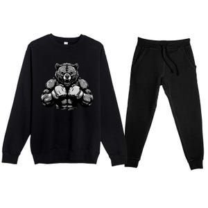 Bear Boxer Fighter Boxing Mixed Martial Arts Gift Premium Crewneck Sweatsuit Set