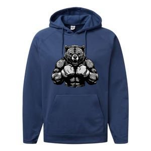 Bear Boxer Fighter Boxing Mixed Martial Arts Gift Performance Fleece Hoodie