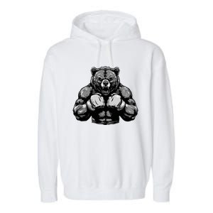 Bear Boxer Fighter Boxing Mixed Martial Arts Gift Garment-Dyed Fleece Hoodie