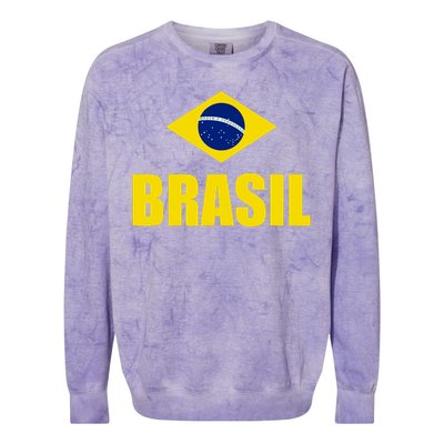 Brasil Brazilian Flag Soccer Sport Brazilian National Flag Colorblast Crewneck Sweatshirt