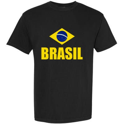 Brasil Brazilian Flag Soccer Sport Brazilian National Flag Garment-Dyed Heavyweight T-Shirt