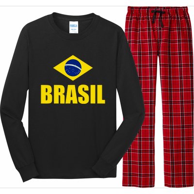 Brasil Brazilian Flag Soccer Sport Brazilian National Flag Long Sleeve Pajama Set