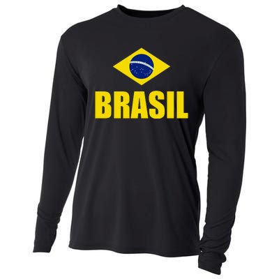 Brasil Brazilian Flag Soccer Sport Brazilian National Flag Cooling Performance Long Sleeve Crew