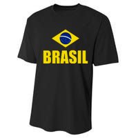 Brasil Brazilian Flag Soccer Sport Brazilian National Flag Performance Sprint T-Shirt