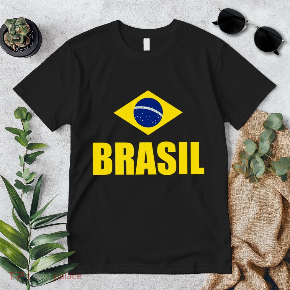 Brasil Brazilian Flag Soccer Sport Brazilian National Flag Premium T-Shirt