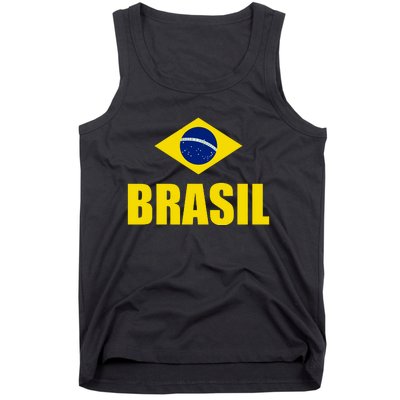 Brasil Brazilian Flag Soccer Sport Brazilian National Flag Tank Top