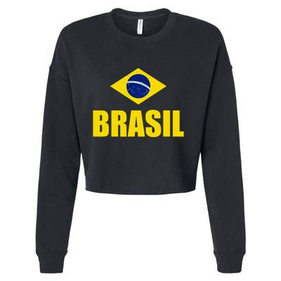 Brasil Brazilian Flag Soccer Sport Brazilian National Flag Cropped Pullover Crew