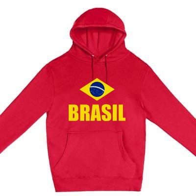 Brasil Brazilian Flag Soccer Sport Brazilian National Flag Premium Pullover Hoodie