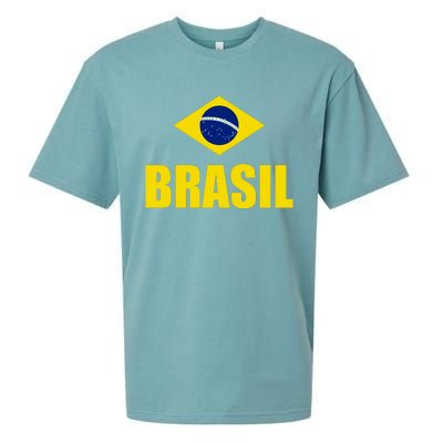 Brasil Brazilian Flag Soccer Sport Brazilian National Flag Sueded Cloud Jersey T-Shirt