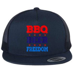 Bbq Beer Freedom Red White Blue Patriotic Usa July 4 Meaningful Gift Flat Bill Trucker Hat